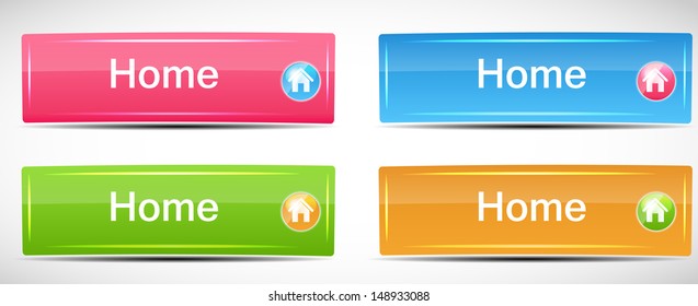 Shiny Rectangle Menu Buttons vector illustration
