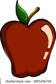 Shiny red apple , illustration, vector on white background