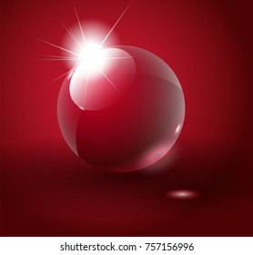 Shiny red ball vector. Transparent vector object for design,