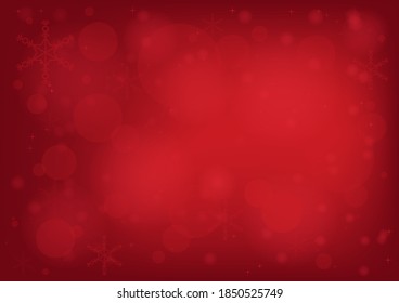 shiny red bokeh background with Falling Snowflakes star glitter design for background, benner,card,backdrop
