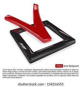 Shiny red check mark 3d icon