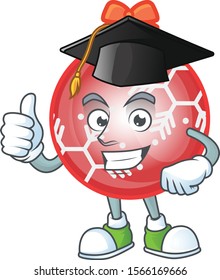 Shiny red christmas ball with character graduation hat