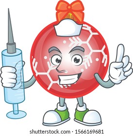 Shiny red christmas ball with character nurse