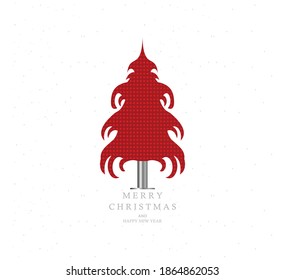 Shiny red Christmas tree vector illustration.