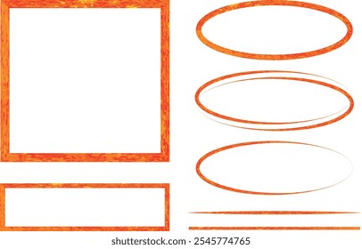 Conjunto de diferentes marcos de arte de color rojo brillante Vector