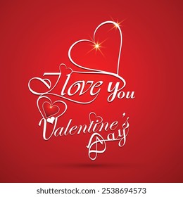 Shiny red color valentine's day modern I love you background	
