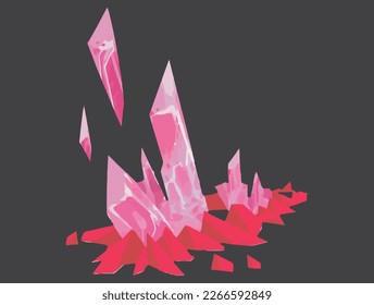 Ilustración vectorial aislada de elementos de cristal rojo brillante
