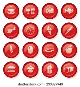 Shiny red food web buttons.