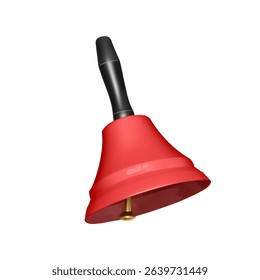 A Shiny Red Hand Bell with a Black Handle