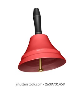 A Shiny Red Hand Bell with a Black Handle