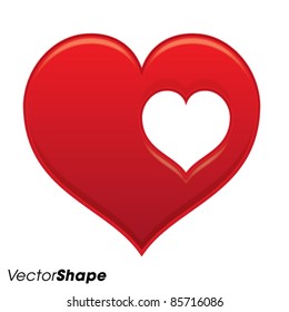 Shiny red heart badge with a heart inside, vector illustration