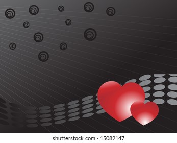 shiny red heart couple with halftone elements, black texture