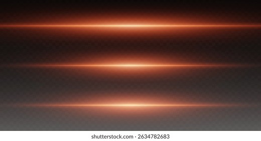 Efeitos de luz de linhas de luz vermelha brilhantes. Em um fundo transparente.