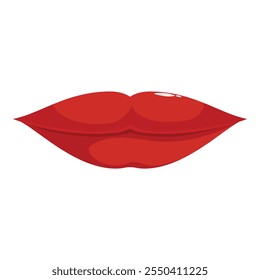 Shiny red lips are slightly parted, expressing sensuality and beauty