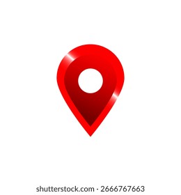Pin rojo brillante de la ubicación en un limpio para los App de la navegación en el fondo blanco