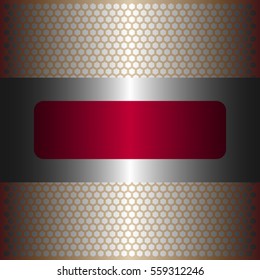 shiny red metal with silver background.shiny silver metal.gold plate with hexagon holes style design