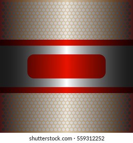 shiny red metal with silver background.shiny silver metal.gold plate with hexagon holes style design