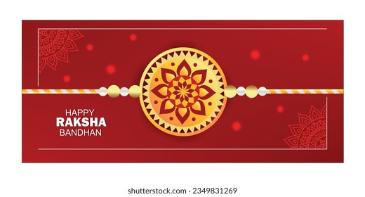 Shiny red Raksha Bandhan festival greeting banner design