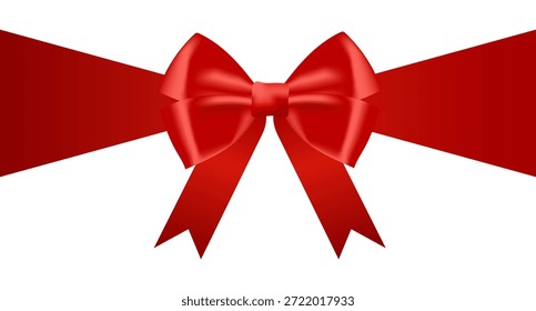 Shiny red ribbon bow isolated on white background with copy space. For using special days.
