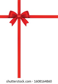 Shiny red ribbon bow on white background. Festival or holiday gift concept.