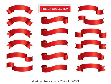 Shiny red ribbon material set