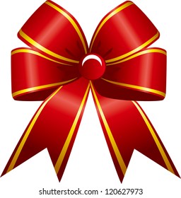 Shiny red ribbon on white background
