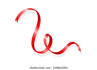 Shiny red ribbon on white background with copy space. Vector illustration. eps files