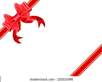 Shiny red ribbon on white background , Illustration