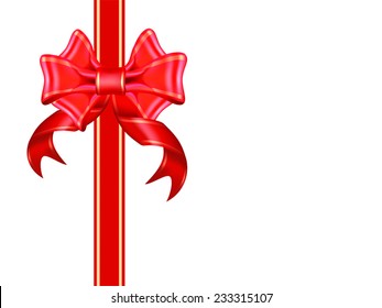 Shiny red ribbon on white background , Illustration