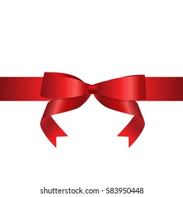 Shiny red ribbon. Vector illustration.