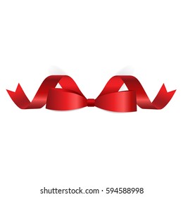 Shiny red ribbon. Vector illustration.