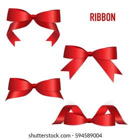 Shiny red ribbon. Vector illustration.