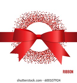 Shiny red ribbon. Vector illustration.