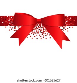 Shiny red ribbon. Vector illustration.