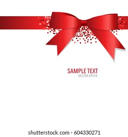 Shiny red ribbon. Vector illustration.