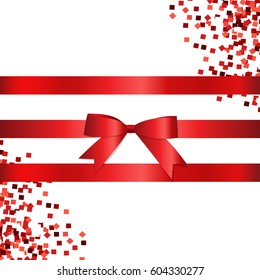 Shiny red ribbon. Vector illustration.