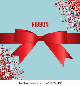 Shiny red ribbon. Vector illustration.
