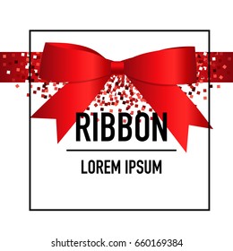 Shiny red ribbon. Vector illustration.