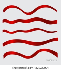 Shiny red ribbons, vector illustration.