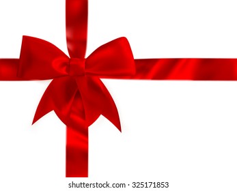 Shiny red satin bow Set on white background. EPS 10 vector file included