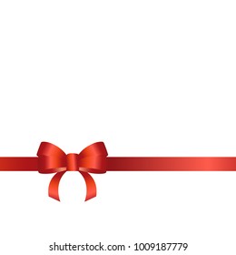 Shiny red satin ribbon on white background