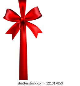 Shiny Red Satin Ribbon On White Background