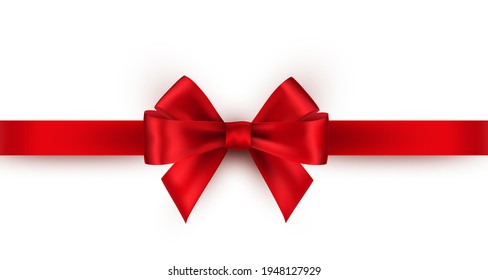 Shiny red satin ribbon on white background