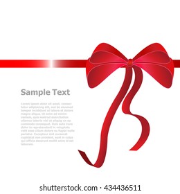 Shiny red satin ribbon on white background