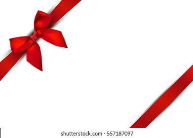 Shiny red satin ribbon on white background vector design.