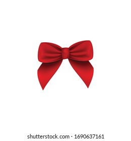 Shiny red satin ribbon . Vector isolate red bow for design greeting and discount card