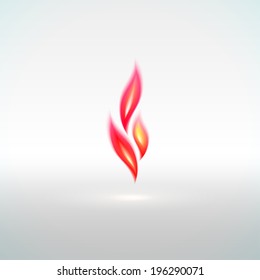 Shiny red soft flame sign with reflection