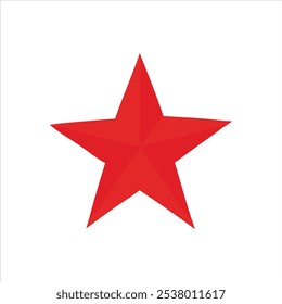 Icono rojo brillante de la estrella con el efecto 3D aislado en el fondo blanco