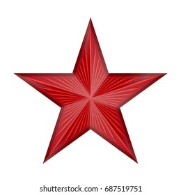 shiny red star with rays on a white background