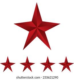 Shiny Red Stars. Form of first. Illustration for design on white background.vector